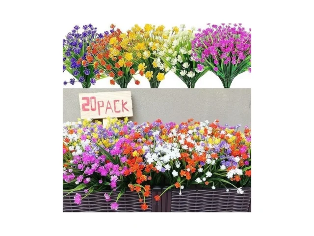 20 Bundles Artificial Fake Flowers Uv Resistant… Code