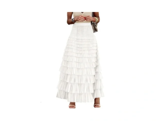 Mincib Womens Long Tulle Skirt A Line Ruffle Tiered… Code