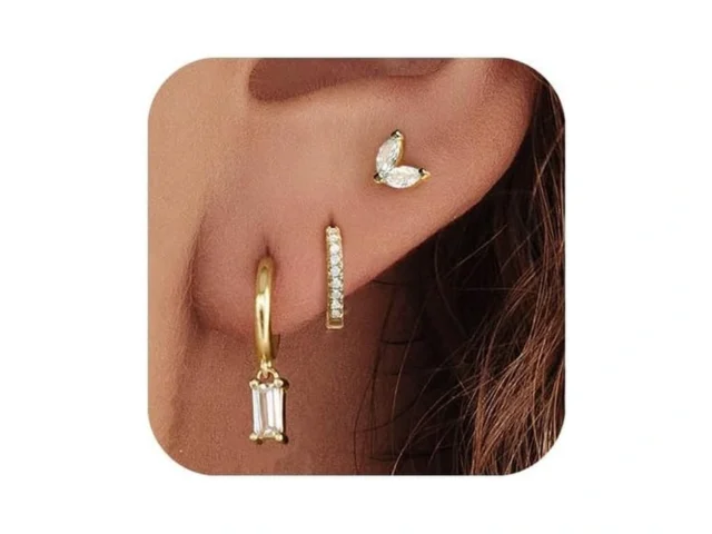 Fslead Gold Hoop Stud Earrings Stack For Women – 3… Code