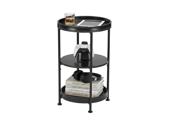 Dulcii Side Table Round End Table With 3 Shelves… Code