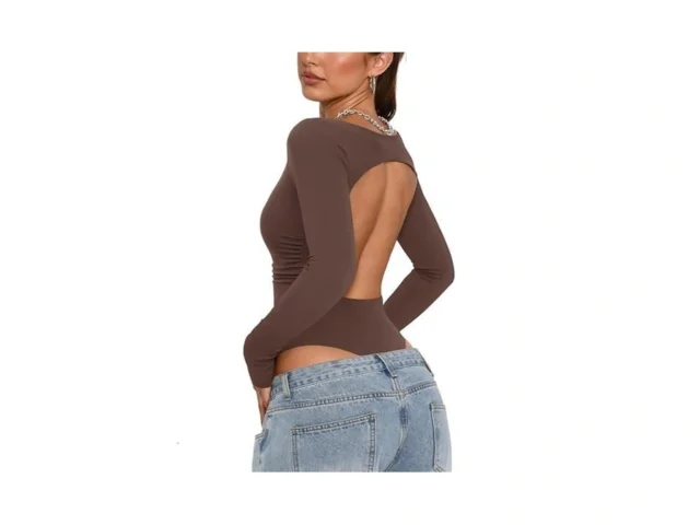 Pinkmstyle Basic High Neck Bodysuits For Women Long… Code