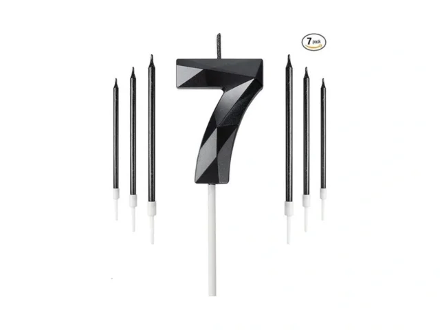 Black Birthday Candles Number 7 Candle With 6pcs… Code