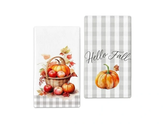 Hluvibbi Apple Pumpkin Basket Fall Kitchen Towels… Coupon