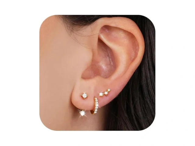 Zheshy Gold Hoop Earrings Set For Women Trendy 925… Code