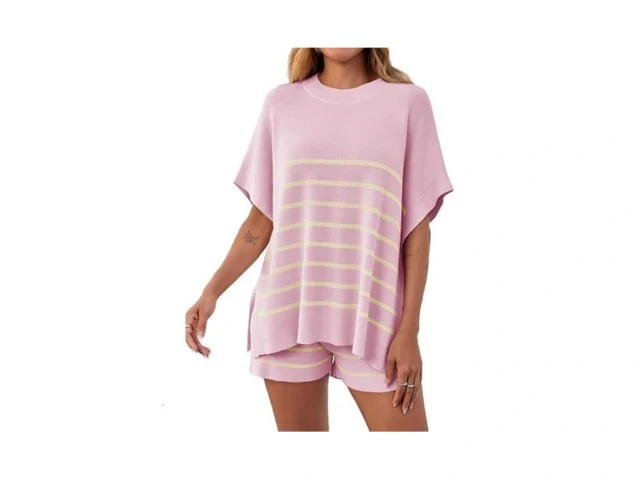 Fisoew Women S Striped 2 Piece Outfits Oversized… Code