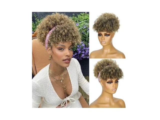 Afro Puff Drawstring Ponytail With Bangs Short… Code
