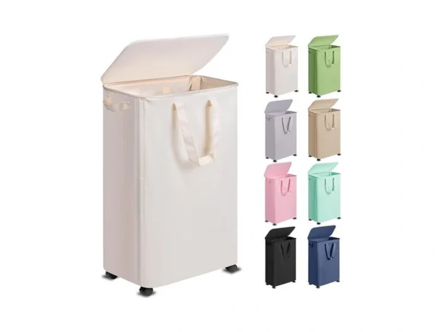 Vincona Slim Laundry Hamper With Lid And Wheels… Code