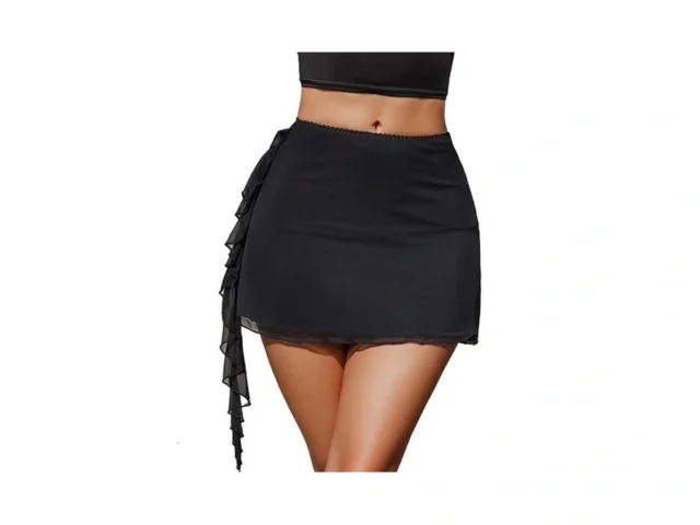 Avidlove Black Mini Skirt For Women Mesh Flowy Y2k… Code