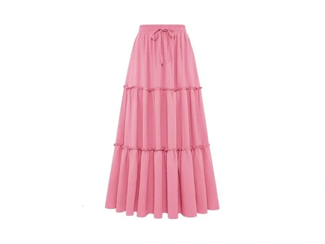 Arolina Pink Skirt Women Cute Pleated Ruffle Maxi… Code