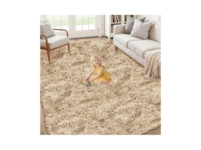 5×8 Area Rugs For Living Room Soft Camel Fluffy Rug… Code