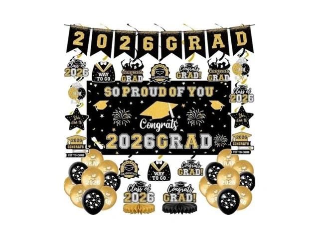 Graduation Decorations 2026 Black Gold Themed Grad… Code