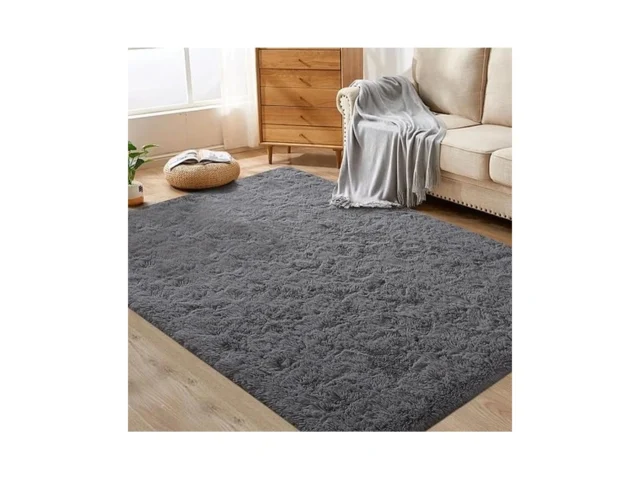 Dark Grey Rugs For Bedroom 4×6 Fluffy Shag Soft… Code