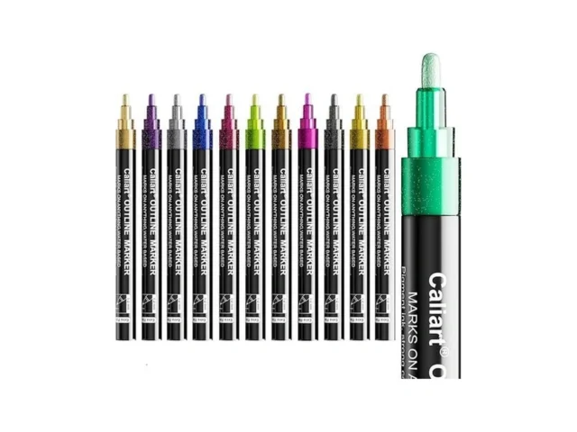 Caliart 12 Colors Outline Markers Shimmer Glitter… Code