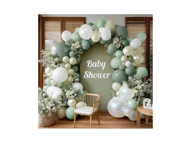 Sage Green White Balloon Garland Double Stuffed… Code