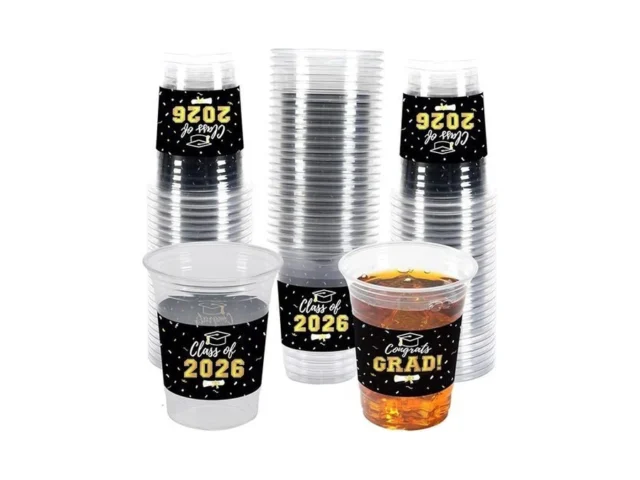 50pcs 16oz Graduation Cups 2026 Black Disposable… Code