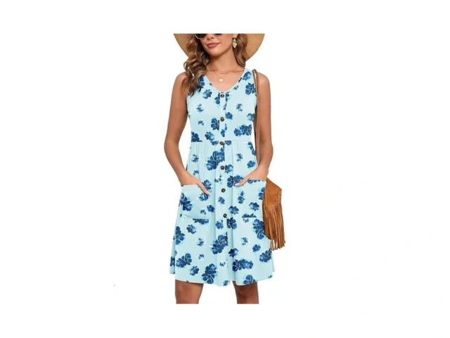 Heymoments Women Summer Dress Blue Flower Large… Code