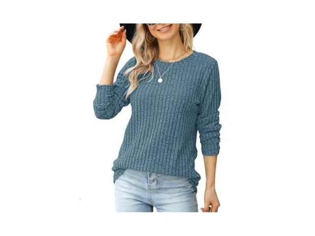 Wneedu Long Sleeve Shirts For Womens Crewneck… Code