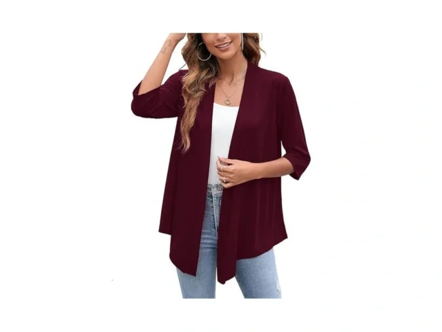 Heymoments Cardigan For Women Wine Red Small Draped… Code