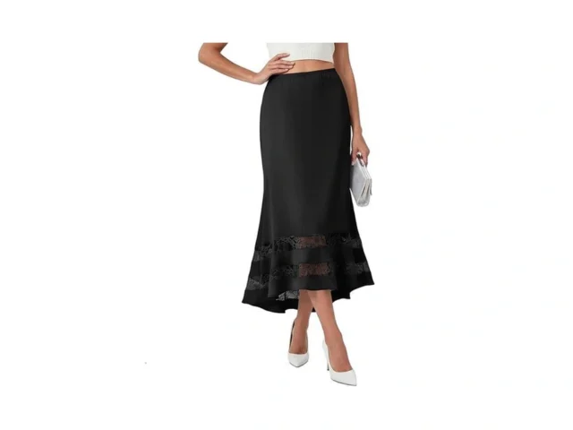 Wenrine Satin Skirts For Women Summer Lace Trim… Code