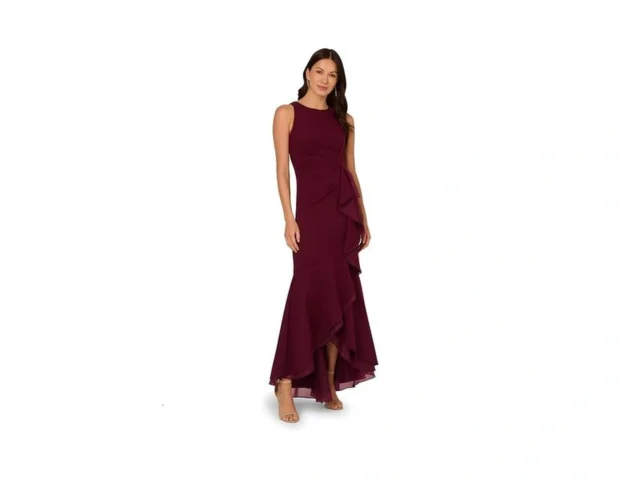 Adrianna Papell Women S Ruffle Crepe Halter Gown… Coupon