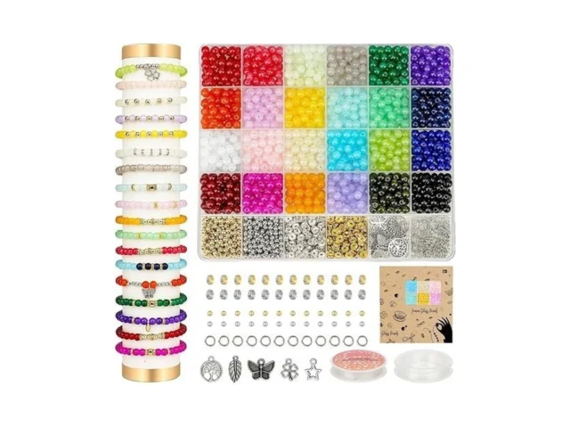 6mm Glass Beads Bracelet Making Kit 1400pcs 24… Code