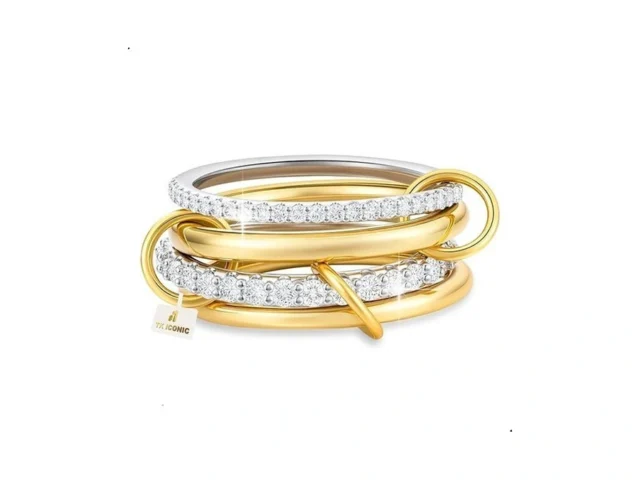 Umini Cubic Zircon Stackable Rings 18k Gold Plated… Code
