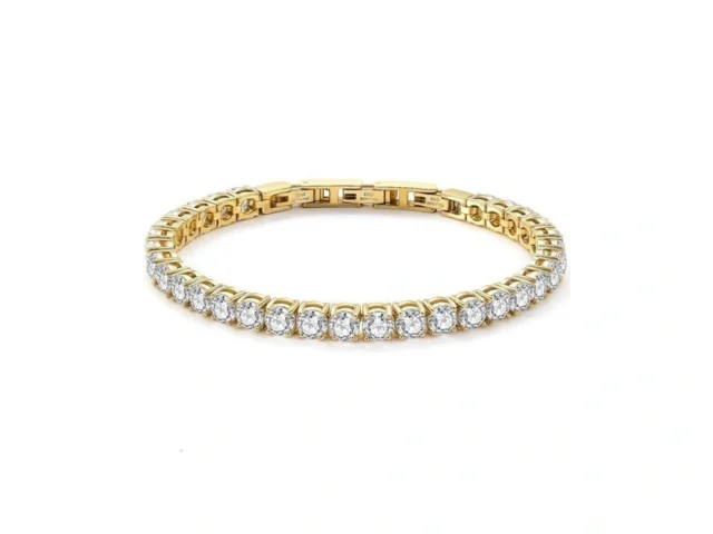 Tennis Bracelet For Women Men 14k Gold Plated Round… Code