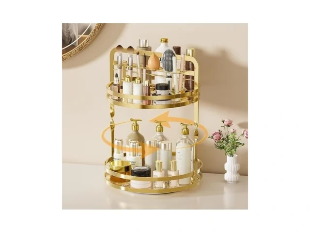 360 Rotating Makeup Organizer 2-tier Gold Perfume… Code