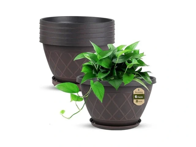 6 Pack 8 Inch Plant Pots Planters With Drainage… Code