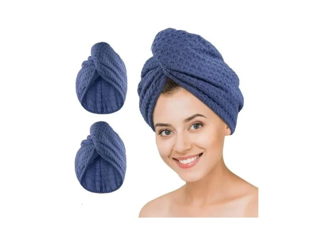 Dolwis Microfiber Hair Drying Towel – 2packs Waffle…