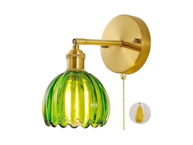 Vintage Wall Sconce 1 Pack Green Glass Shade Gold… Code