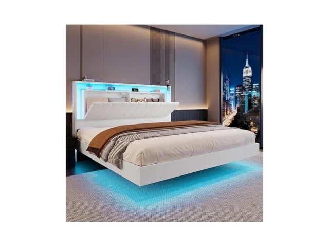 Belffin Floating Bed Frame Queen Size With Led… Code
