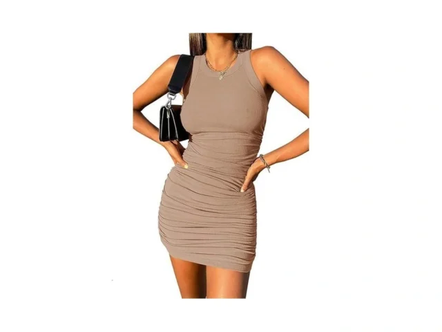 Wenrine Womens Summer Sleeveless Bodycon Dress Crew… Code