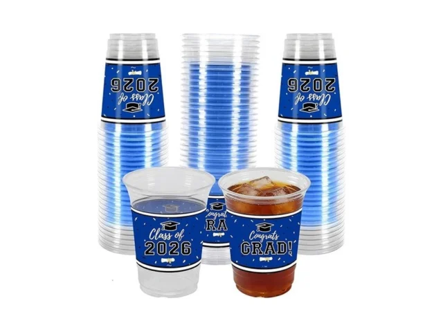 50pcs 16oz Graduation Cups 2026 Blue Disposable… Code