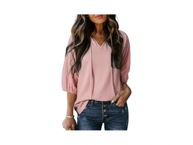 Dokotoo 3 4 Sleeve Shirts For Women Trendy Tie… Code