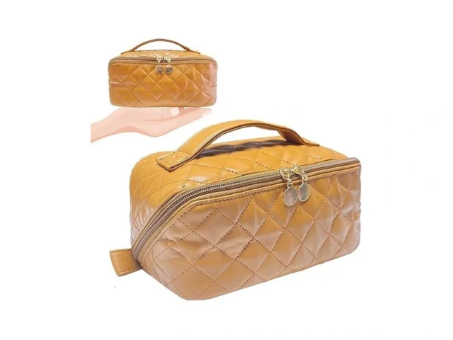 Stomkire Brown Soft Leather Small Makeup Bag For… Code