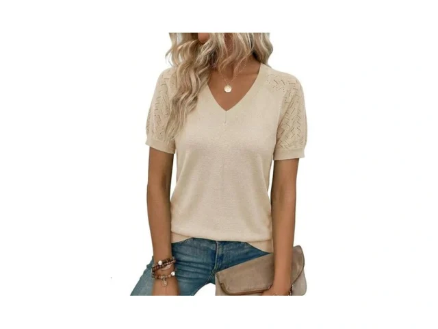 Lagracia Puff Short Sleeve Sweater For Women Summer… Code