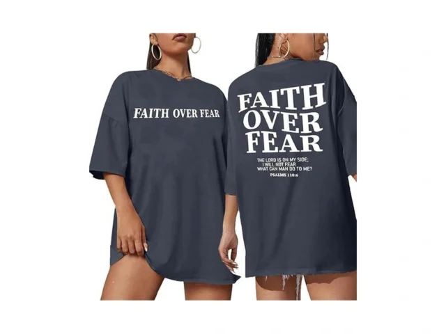 Gerlen Faith Over Fear Tee Shirt Women Oversized… Code