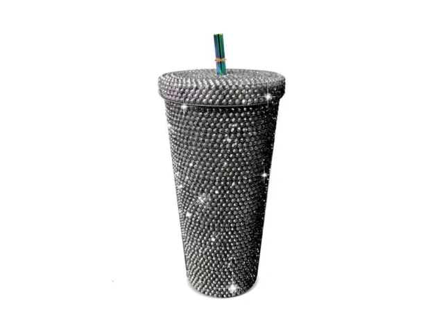 26oz Bling Rhinestone Studded Tumbler With Lid And… Code