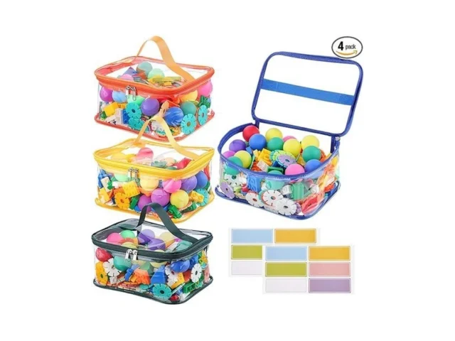 4 Packs Clear Toy Storage Bags Colorful Pvc… Code