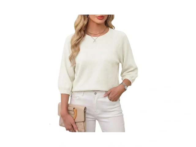 Tanming Womens Puff Short Sleeve Sweater Crew Neck… Code