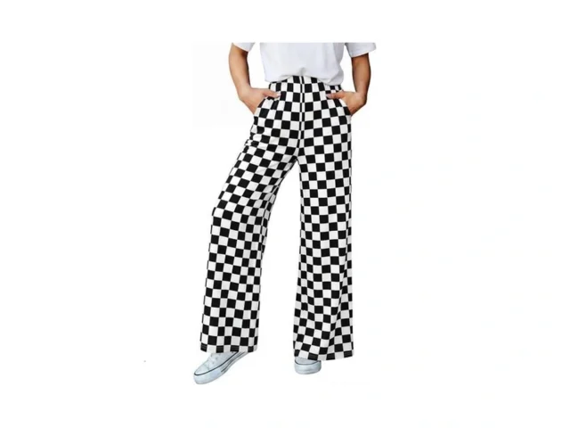 Btfbm Womens Checkered Palazzo Pants Wide Leg High… Code