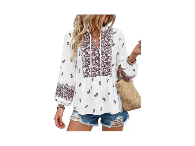 Mascomoda Women Boho Babydoll Tops Spring Summer… Code