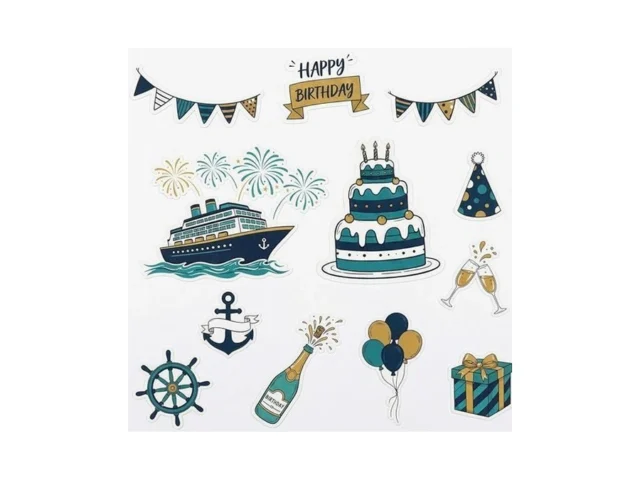 12 Pcs Birthday Cruise Door Magnets Teal Gold… Code