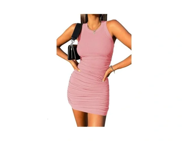 Wenrine Womens Summer Sleeveless Bodycon Dress Crew… Code