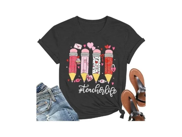 Teacher Valentines Shirts Women Cute Love Heart… Coupon