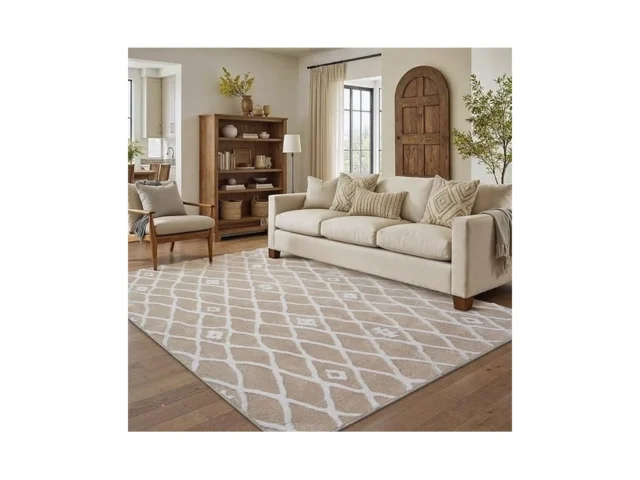 Purecozy 5×7 Area Rug For Living Room Beige Brown… Code