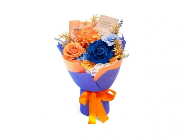 Tinge Time Preserved Flowers Bouquet Orange Navy… Code