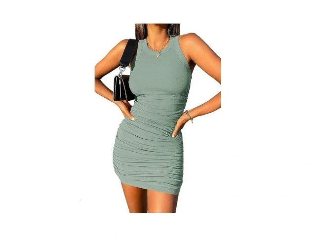Wenrine Womens Summer Sleeveless Bodycon Dress Crew… Code