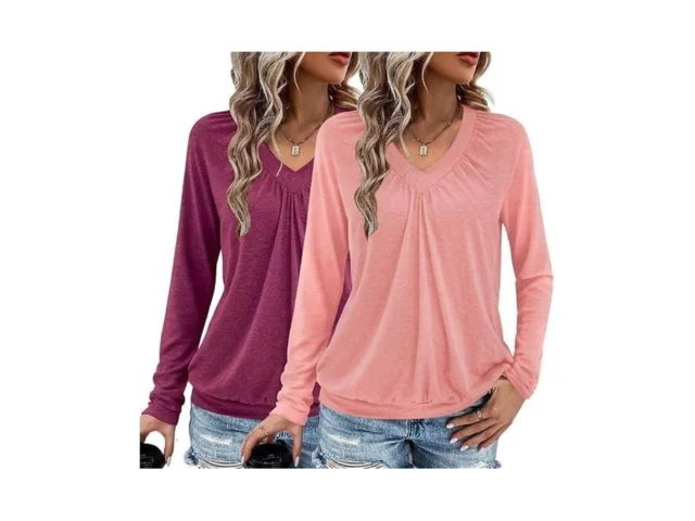 Aizhineng 2 Pack Women Tops Long Sleeve Shirts V… Code